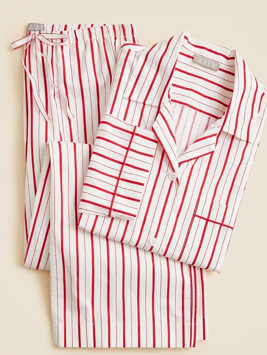 J. Crew Other - J.Crew - Cotton Poplin Long-sleeve Pajama Pant Set (Ivory Red), Size M (NWT)